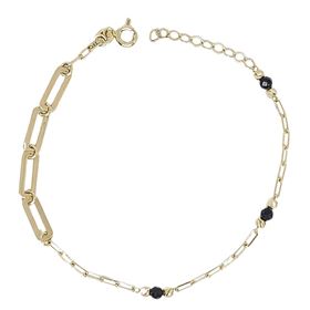Foto de 10-501-164 - PULSERA COMBINADA PIEDRAS NEGRAS 18.5CM (2,00gr) 18K