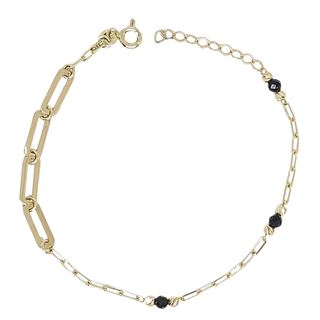 Foto de 10-501-164 - PULSERA COMBINADA PIEDRAS NEGRAS 18.5CM (2,00gr) 18K