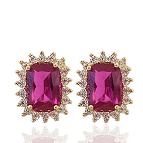 Foto de 28-030RP - PENDIENTES RUBÍ CIRCONITA 11MM 18K**