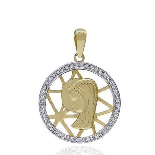 Foto de 62-690 - MEDALLA VIRGEN NIÑA BICOLOR CIRCONITA 20MM 18K