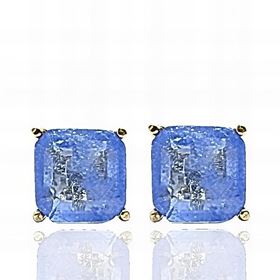 Foto de 05-3988A-6 - PENDIENTES PIEDRAS COLOR AZUL 6X6MM PRESIÓN 18K