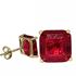 Foto de 05-3988RJ - PENDIENTES PIEDRAS COLOR ROJO 8X8MM PRESIÓN 18K