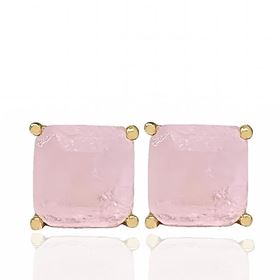 Foto de 05-3988RS-6 - PENDIENTES PIEDRAS COLOR ROSA 6X6MM PRESIÓN 18K