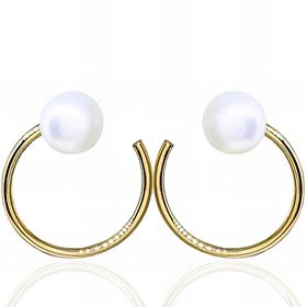 Foto de 71-13518 - PENDIENTES ARO 16MM PERLA 7MM PRESIÓN 18K 