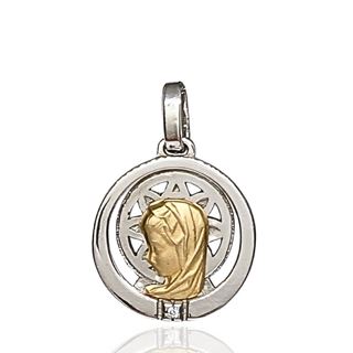 Foto de 26-AG300-0 - MEDALLA ORO Y PLATA VIRGEN NIÑA BRILLANTE 16MM FINOR