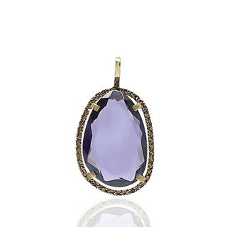 Foto de 71-4643CM - COLGANTE PIEDRA COLOR MORADO 20MM 18K