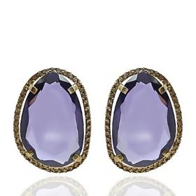 Foto de 71-4643PM - PENDIENTES PIEDRA COLOR MORADO 20MM 18K