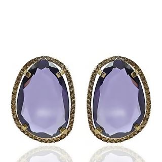 Foto de 71-4643PM - PENDIENTES PIEDRA COLOR MORADO 20MM 18K