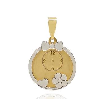 Foto de 10-00-6776 - MEDALLA BEBÉ FLOR CORAZÓN BICOLOR 16MM 18K