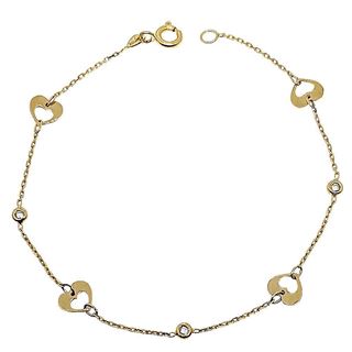 Foto de 10-656-169 - PULSERA CORAZONES CIRCONITA 18.5CM 18K**