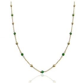 Foto de 10-656-153V - GARGANTILLA BOLAS Y PIEDRAS COLOR 2MM 42CM (ALARGADOR 3CM) 18K**