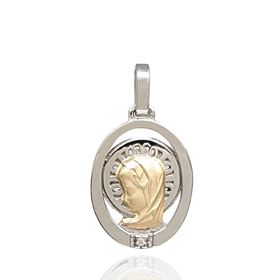 Foto de 26-AG301-0 - MEDALLA ORO Y PLATA VIRGEN NIÑA BRILLANTE 17MM FINOR
