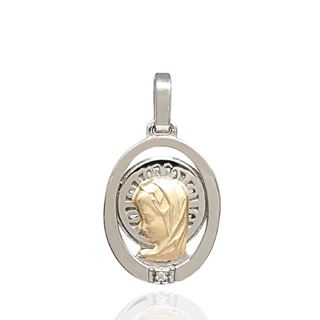 Foto de 26-AG301-0 - MEDALLA ORO Y PLATA VIRGEN NIÑA BRILLANTE 17MM FINOR