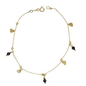 Foto de 12-010 - PULSERA CORAZONES BOLAS ÓNIX 4-3MM 19CM 18K