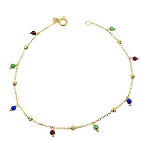 Foto de 10-656-144 - PULSERA PIEDRAS COLOR Y BOLAS 19CM 18K**