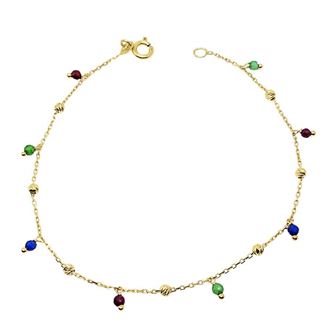 Foto de 10-656-144 - PULSERA PIEDRAS COLOR Y BOLAS 19CM 18K**