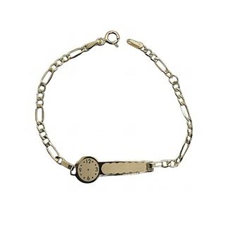 Foto de 04-025086 - PULSERA BEBÉ PLACA RELOJ 2.5MM (PLACA 25MM) 14CM ANILLA A 1.5CM (1,75gr) 18K