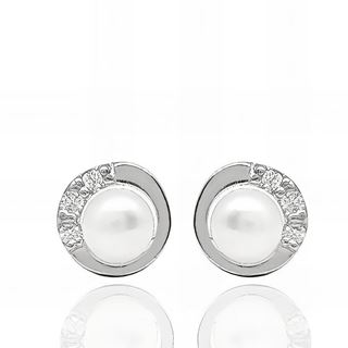 Foto de 62-001B - PENDIENTES "NETO" PERLA BRILLANTE 6MM O.B. 18K