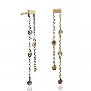 Foto de 71-11119 - PENDIENTES LARGOS PIEDRAS COLOR 34MM 18K