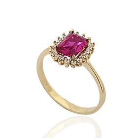 Foto de 28-030RS - SORTIJA RUBÍ CIRCONITA 11MM 18K**