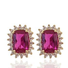 Foto de 28-030RP - PENDIENTES RUBÍ CIRCONITA 11MM 18K**