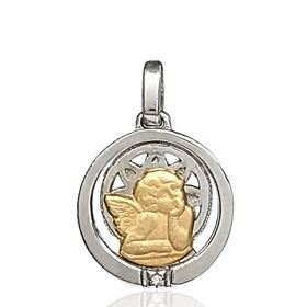 Foto de 26-AG300-0A - MEDALLA ORO Y PLATA BEBÉ ÁNGEL BRILLANTE 16MM FINOR