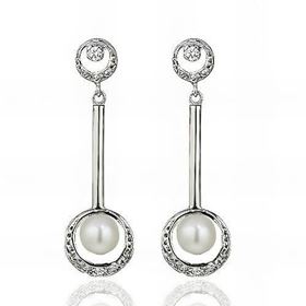 Foto de 71-4185B - PENDIENTES PERLA CIRCONITA 34MM PRESIÓN O.B. 18K