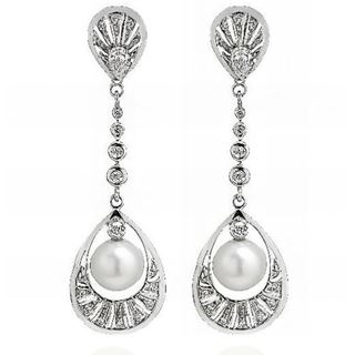 Foto de 38-3862B - PENDIENTES PERLA CIRCONITA 48MM O.B. 18K