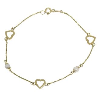 Foto de 10-139-3428 - PULSERA CORAZONES-PERLAS 7-3MM 19CM (1,80gr) 18K