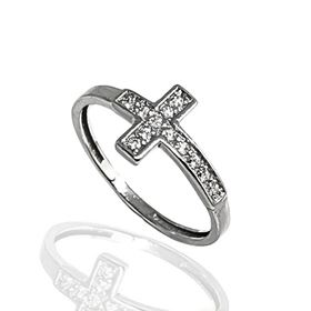 Foto de 13-6802BS - SORTIJA CRUZ CIRCONITA 8MM O.B. 18K