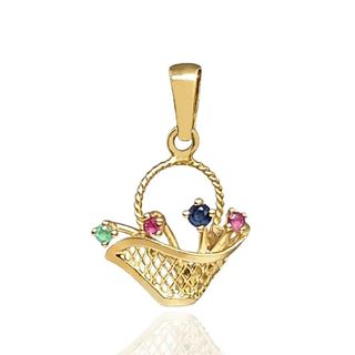 Foto de 00-1681 - COLGANTE CESTA PIEDRAS COLOR 12MM 18K