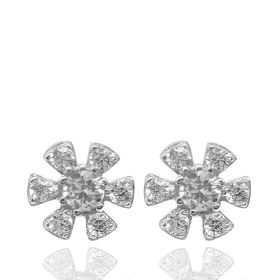 Foto de 40-7403B - PENDIENTES FLOR CIRCONITA 8.5MM O.B. 18K