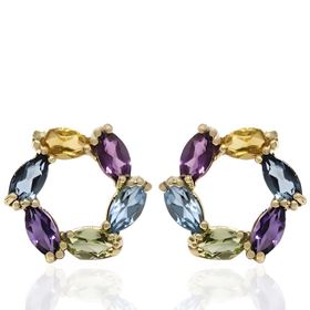 Foto de 71-12450P - PENDIENTES PIEDRAS COLOR 10MM PRESIÓN 18K