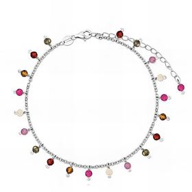 Foto de 18-AG115521 - TOBILLERA PLATA PIEDRAS COLOR 21CM (ALARGADOR 5CM)