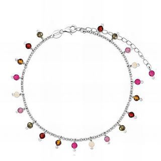 Foto de 18-AG115521 - TOBILLERA PLATA PIEDRAS COLOR 21CM (ALARGADOR 5CM)