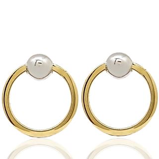 Foto de 71-9659-1G - PENDIENTES ARO BICOLOR 14MM BOLA 5MM 18K 
