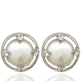 Foto de 71-3445B - PENDIENTES PERLA CIRCONITA 13MM O.B. 18K