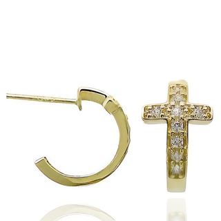 Foto de 62-1173 - PENDIENTES ARO CRUZ CIRCONITA 2X13MM 18K