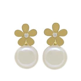 Foto de 71-11971P - PENDIENTES FLOR-PERLA 13MM 18K
