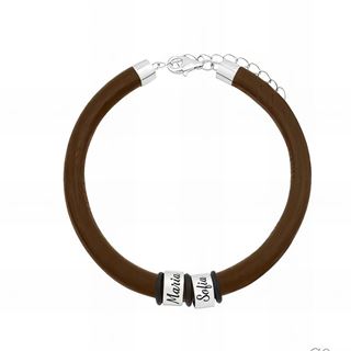 Foto de 18-AG420665 - PULSERA CUERO MARRÓN PERSONALIZABLE DOS NOMBRES 9MM  