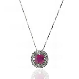 Foto de 90-6039CR - GARGANTILLA "NETO" BRILLANTE 0.06 KTES. RUBÍ O.B. 7MM 18K