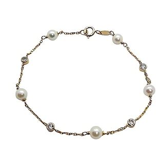 Foto de 45-048 - PULSERA PERLAS 5MM-CHATONES 4MM 17CM 18K