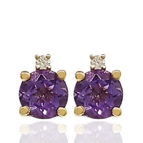 Foto de 71-11999A - PENDIENTES PIEDRAS COLOR SEMIPRECIOSA AMATISTA 7MM 18K