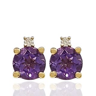 Foto de 71-11999A - PENDIENTES PIEDRAS COLOR SEMIPRECIOSA AMATISTA 7MM 18K