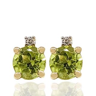 Foto de 71-11999V - PENDIENTES PIEDRAS COLOR SEMIPRECIOSA VERDE PERIDOTO 7MM 18K