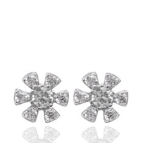 Foto de 40-7403B - PENDIENTES FLOR CIRCONITA 8.5MM O.B. 18K