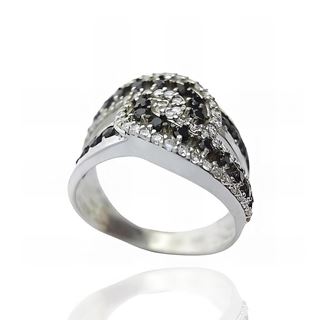 Foto de 44-AG01277NS - *OFERTA* SORTIJA PLATA CIRCONITA BLANCAS-NEGRAS 12MM