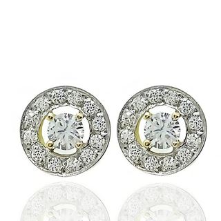 Foto de 13-6653P - PENDIENTES BICOLOR CIRCONITA 8MM PRESIÓN 18K