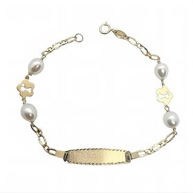 Foto de 45-232-P - PULSERA PLACA VIRGEN NIÑA 6MM PERLAS 5.5MM (PLACA 6X25MM) 17CM 18K