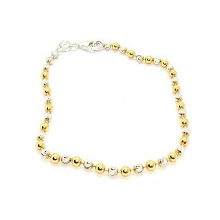 Foto de 20-BEAD300D - PULSERA PLATA BOLAS BICOLOR DORADA 3MM 19CM